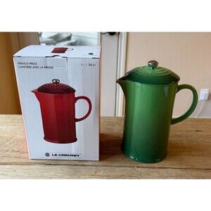 Le Creuset Stoneware 34 oz 1 Liter French Press Bamboo Green NEW